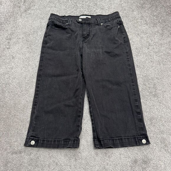 Levi's 548 Perfectly Slimming Capri Denim Jeans Womens 10 Black Cotton Stretch - Picture 1 of 15